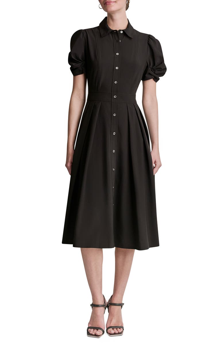 DKNY Commuter Short Sleeve Shirtdress, Main, color, Black