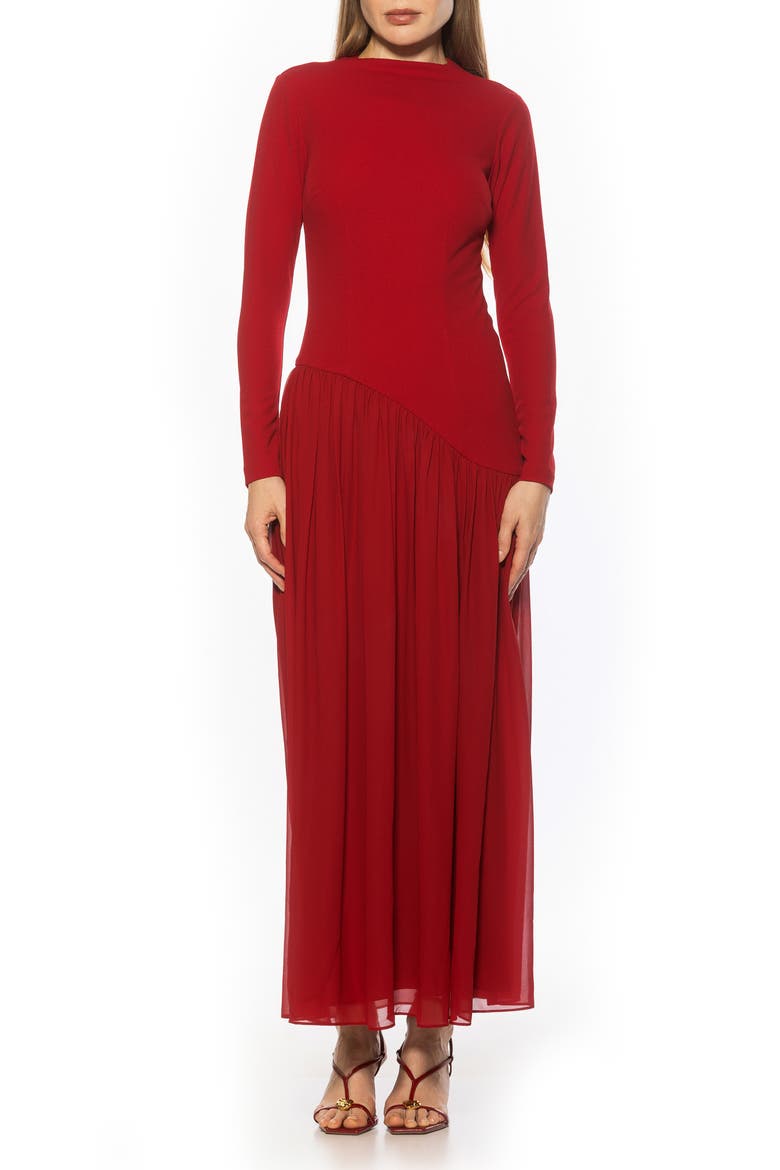 Dakota Long Sleeve Gown, Main, color, BURGUNDY