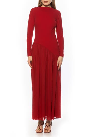 Alexia Admor Dakota Long Sleeve Gown In Burgundy
