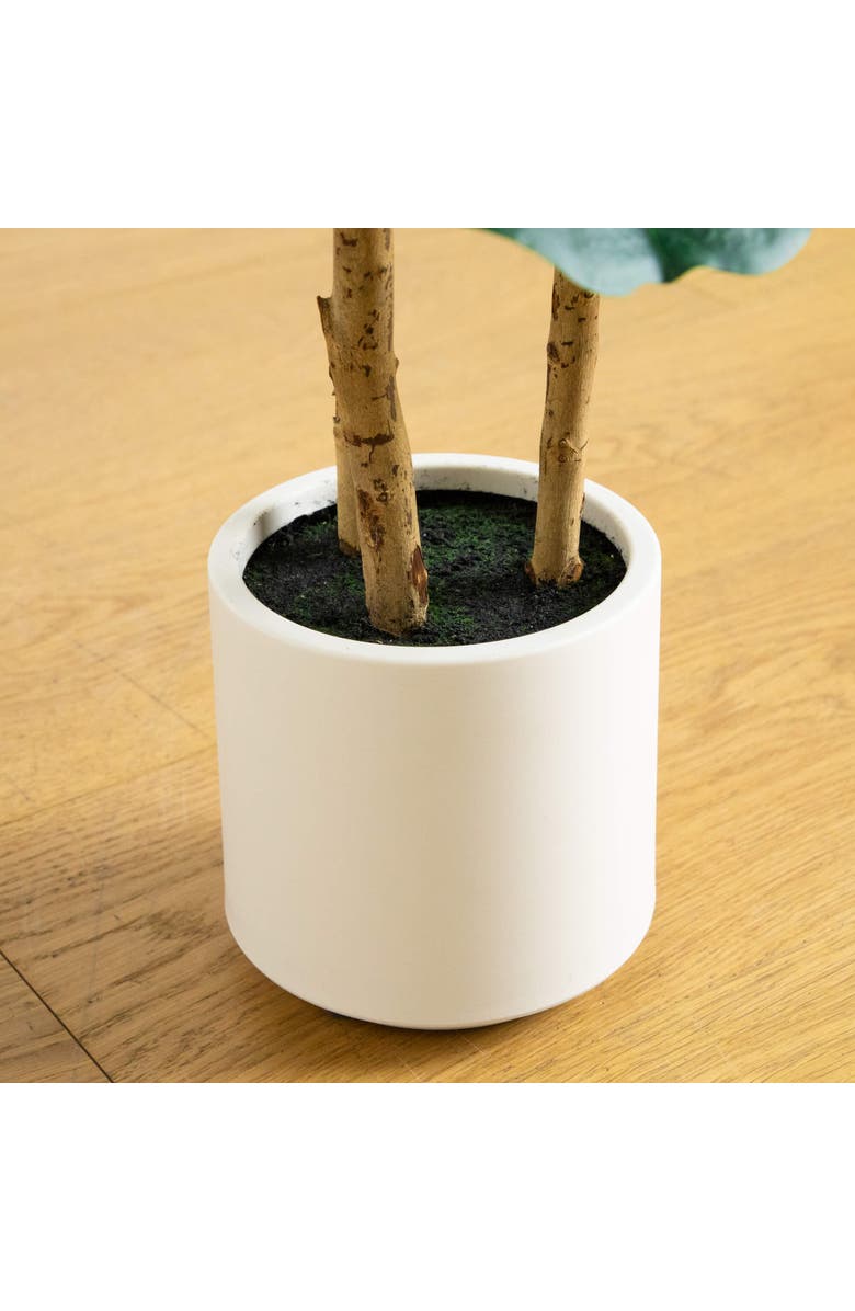 NEARLY NATURAL 3-ft Artificial Fiddle Leaf Tree in Decorative White Planter, Alternate, color, Green/Brown
