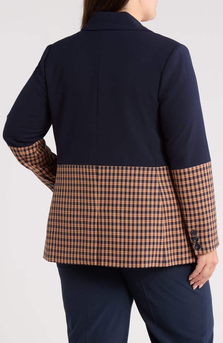 Tahari ASL Check Color Block Jacket, Alternate, color, New Navy Ginger