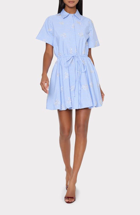 Willa Stripe Sequin Embellished Button-Up Minidress