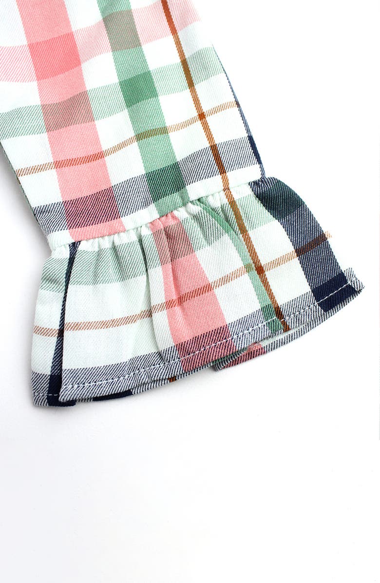 RuffleButts Plaid Cotton Dress & Leggings Set, Alternate, color, Orange Multi