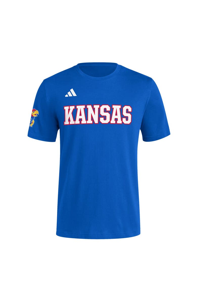 adidas Men's adidas  Royal Kansas Jayhawks Fresh Wordmark T-Shirt, Alternate, color, 