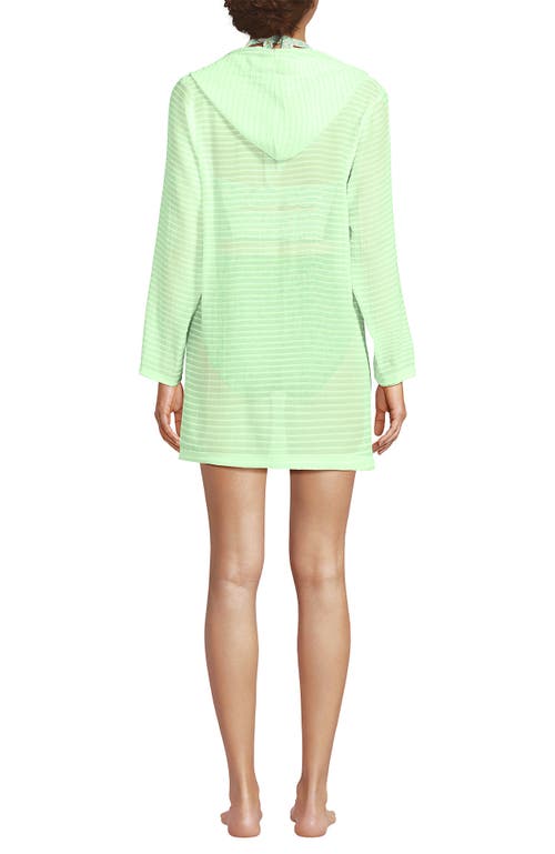Shop Lands' End Cotton Jersey Long Sleeve Hooded Swim Cover-up Dress In Icy Mint Green