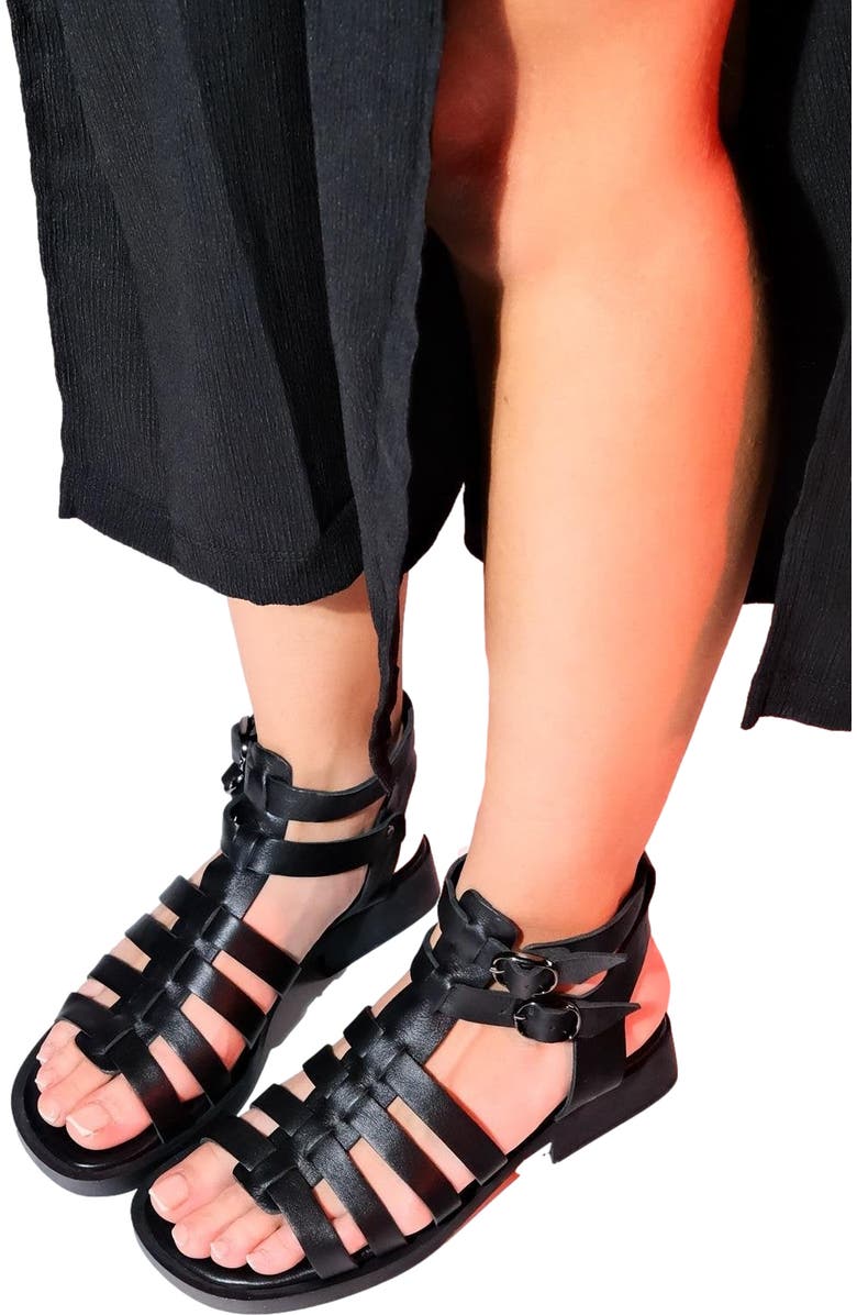 Forever & Always Shoes Frade Leather Sandal, Main, color, Black Leather