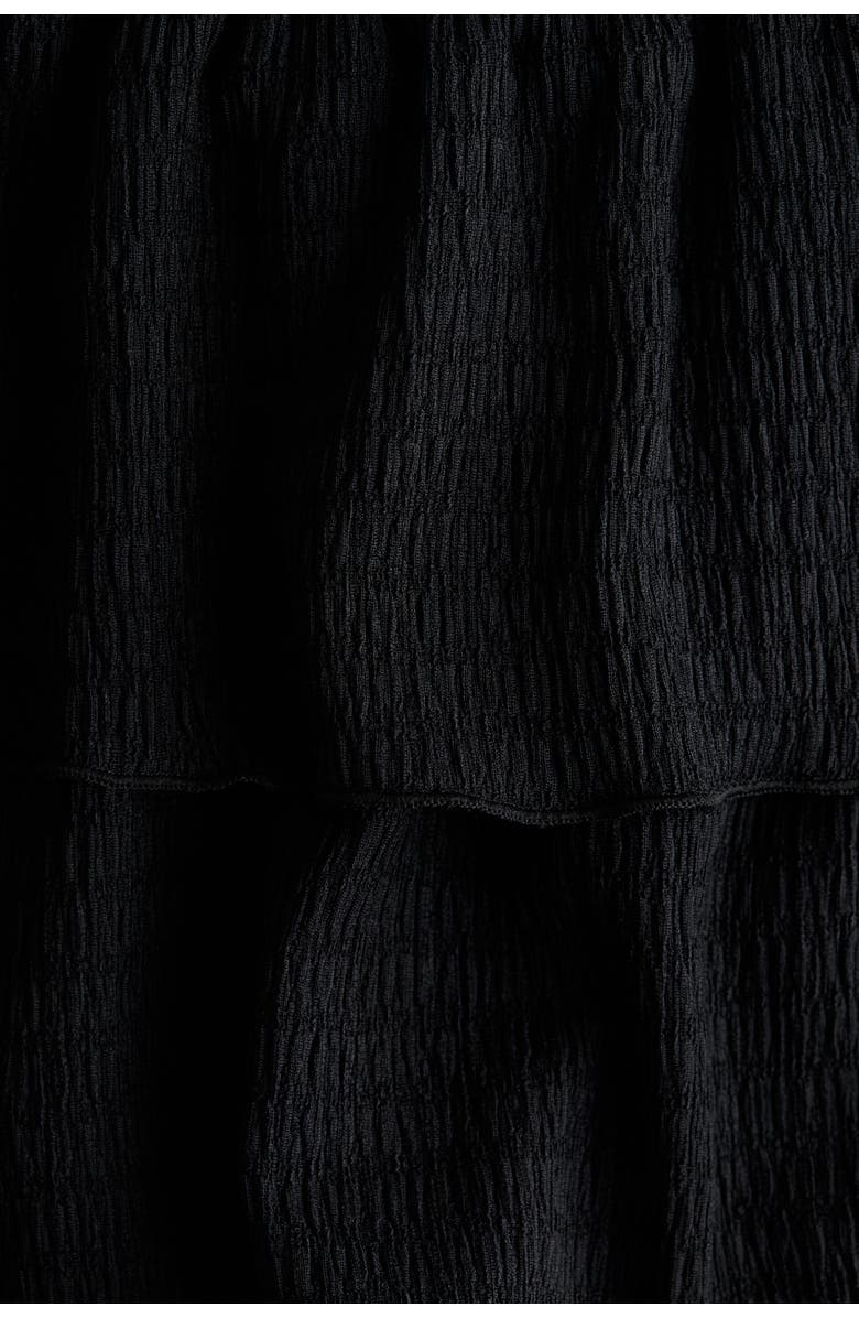 H&M Picot-trimmed Tiered Skirt, Alternate, color, Black