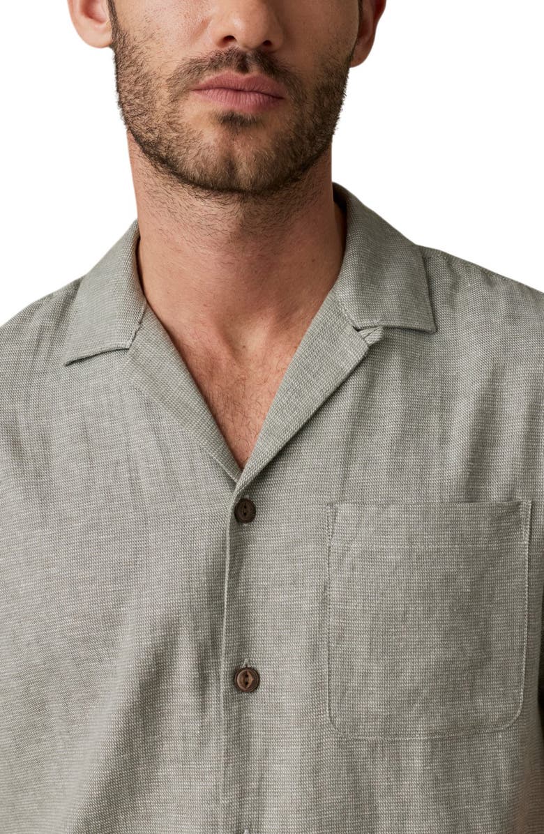 Faherty Breeze Linen BlendCamp Shirt, Alternate, color, Garden Valley