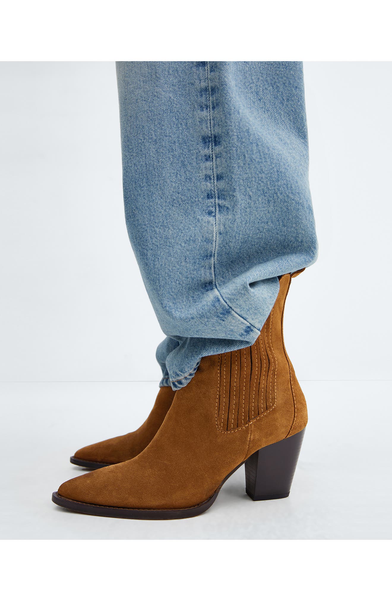 MANGO Size Zip Western Boot, Alternate, color, 