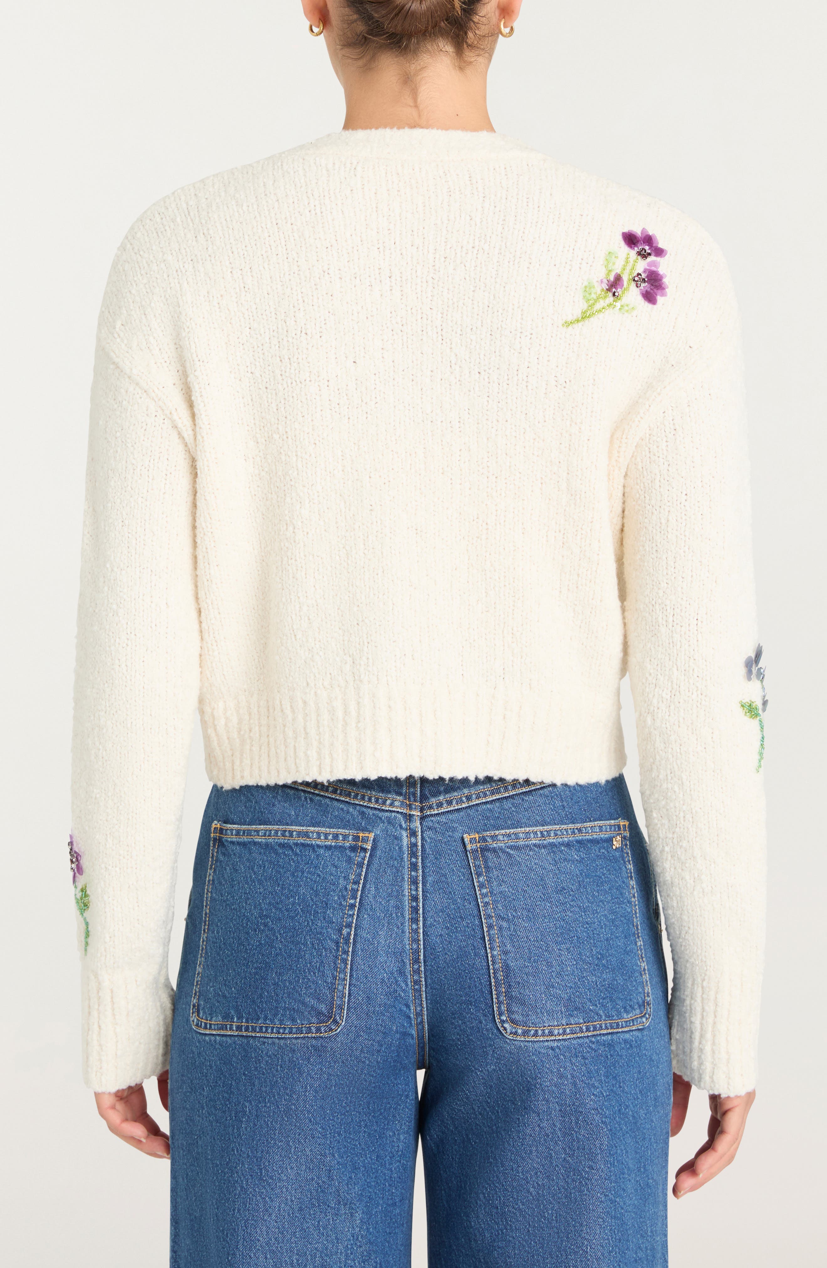 Solene Floral Embellished Boucle Cardigan - image 2