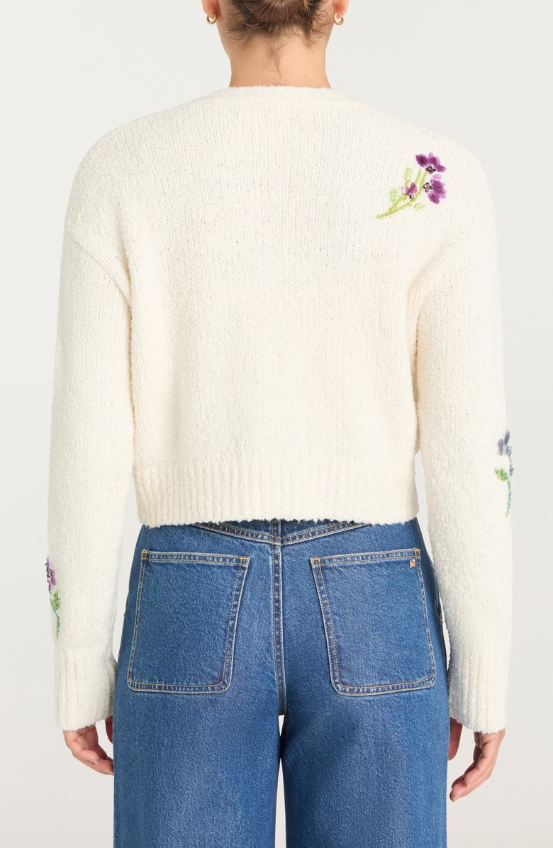 Cinq à Sept Solene Floral Embellished Bouclé Cardigan, Alternate, color, Ivory/ Multi
