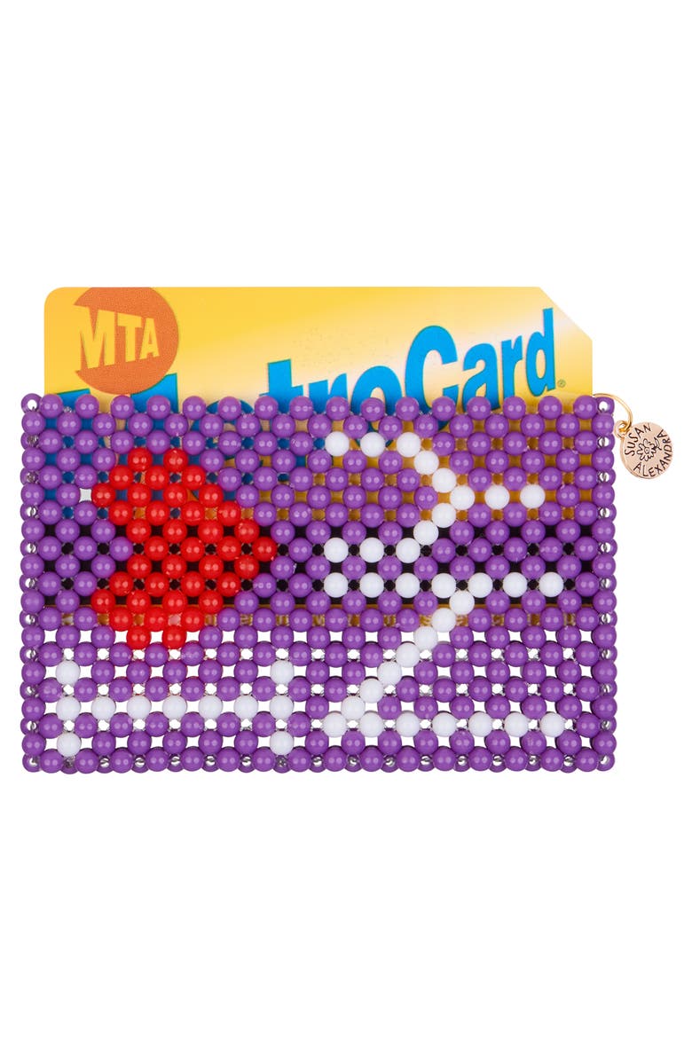 Susan Alexandra I LOVE NY Beaded Card Holder, Alternate, color, Purple