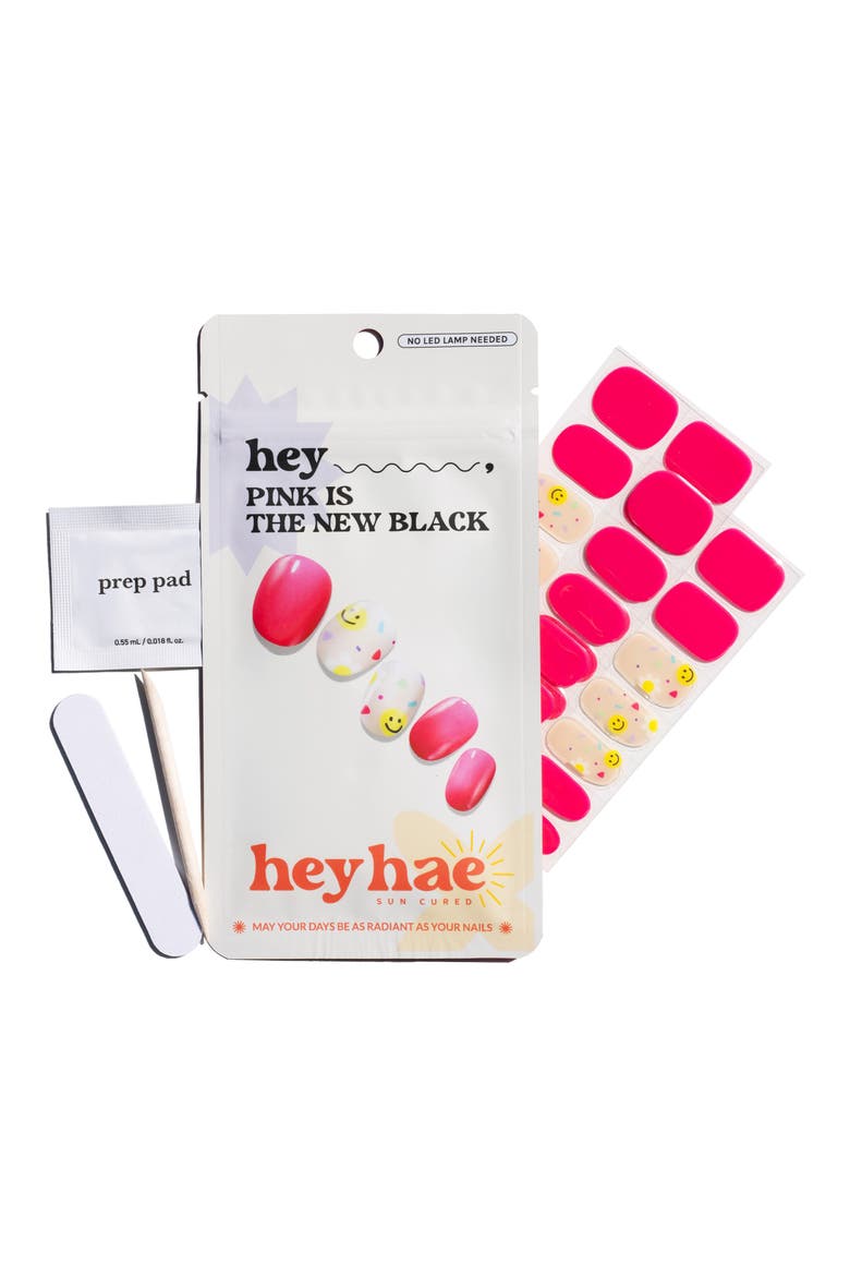Hey, Pink Is the New Black Sun-Cured Gel Nail Strips, Main, color, PINK YELLOW BLUE