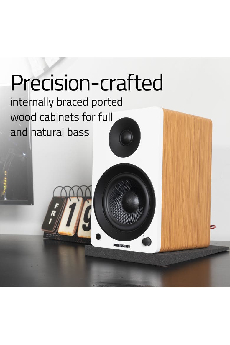 Powered 5'' Stereo Bookshelf Speakers for Turntable, TV PC & Bluetooth 5, Alternate, color, Lucky Bamboo