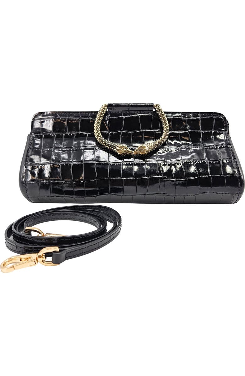 Madison Maison Moc Croc Clutch, Alternate, color, Black