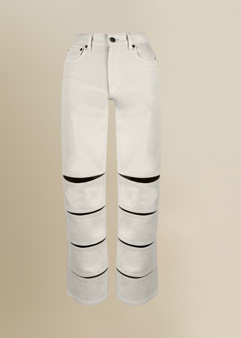 Arcana Slim-Fit Mid-Rise Leather-Trim Jeans