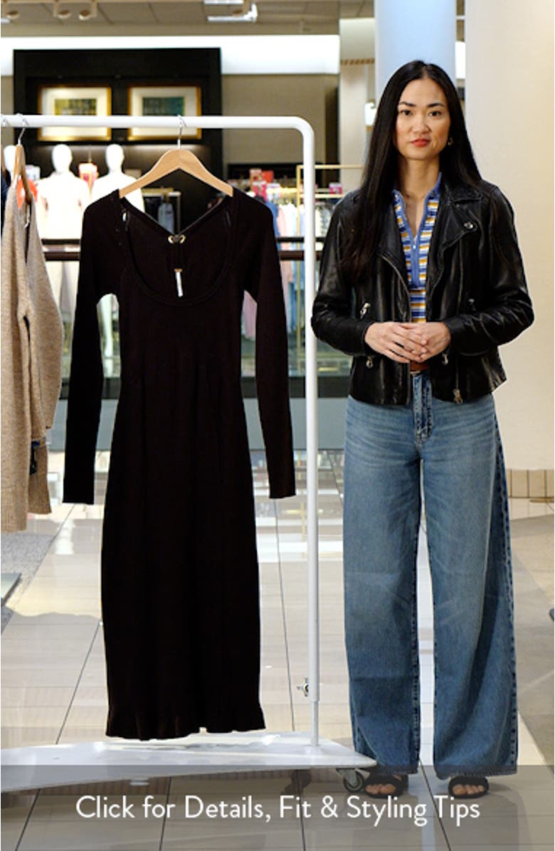 Allister Long Sleeve Rib Midi Sweater Dress, sales video thumbnail