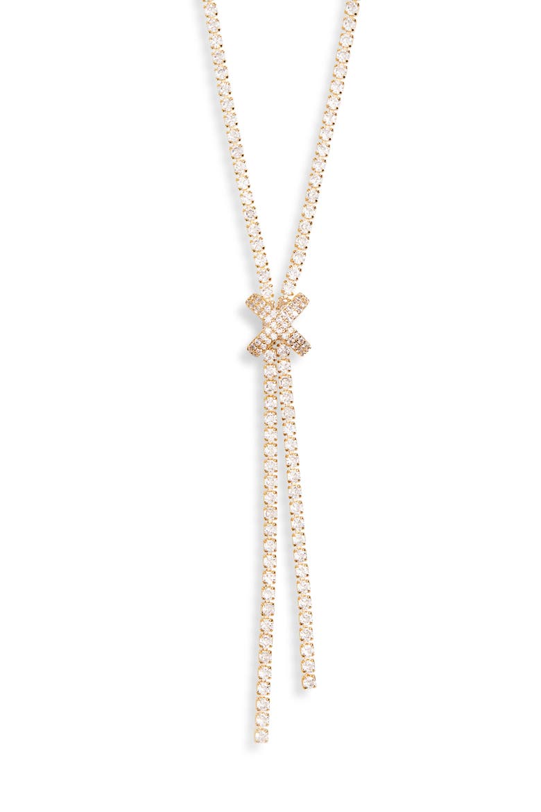 Bella Cubic Zirconia Lariat Necklace, Main, color, GOLD