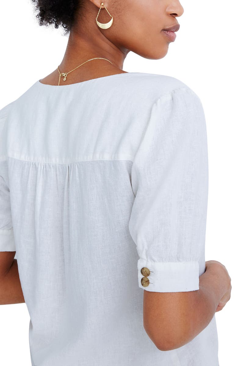 Madewell Plaza Button Front Linen Blend Shirt, Alternate, color, 