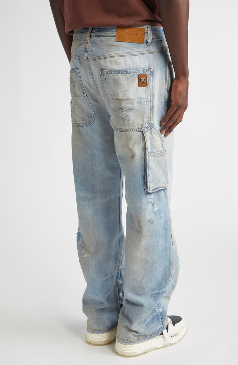 AMIRI Lightweight Distressed Carpenter Jeans, Alternate, color, Perfect Antique Indigo