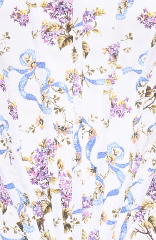 House Of Cb Cadie Stretch Cotton Corset Top In Ribbon Floral