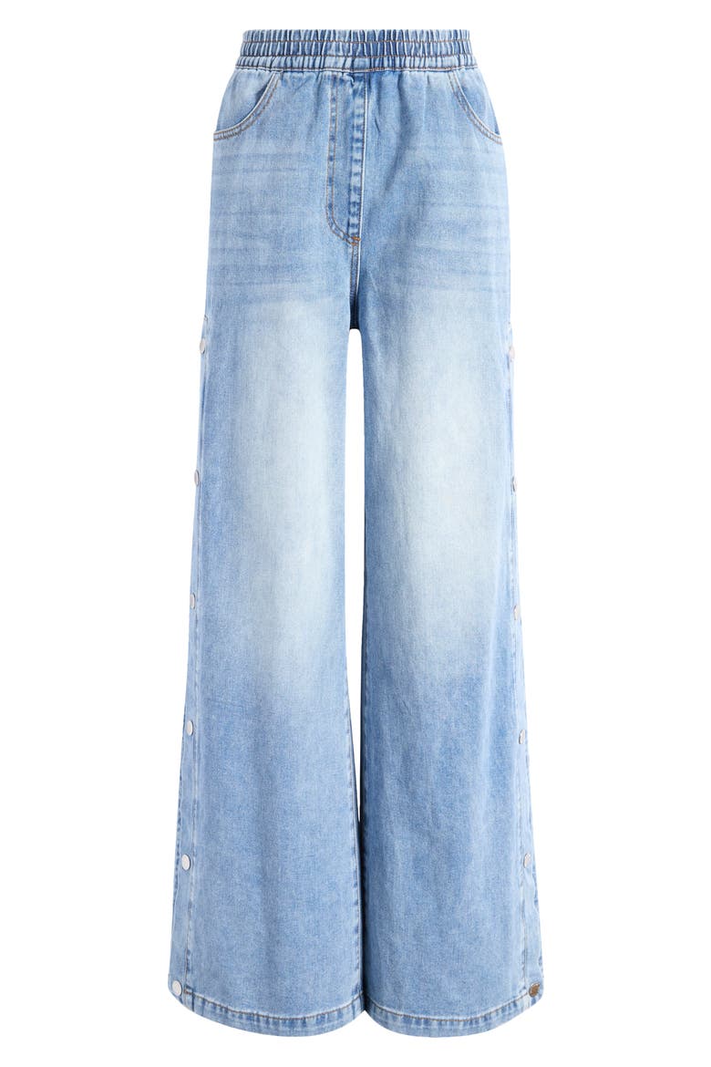 Keenie Side Snap Pull On Denim Pants, Alternate, color, MEDIUM BLUE
