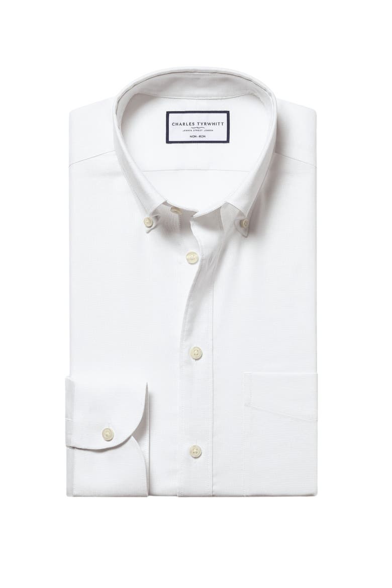 Non-Iron Stretch Oxford Shirt, Alternate, color, White