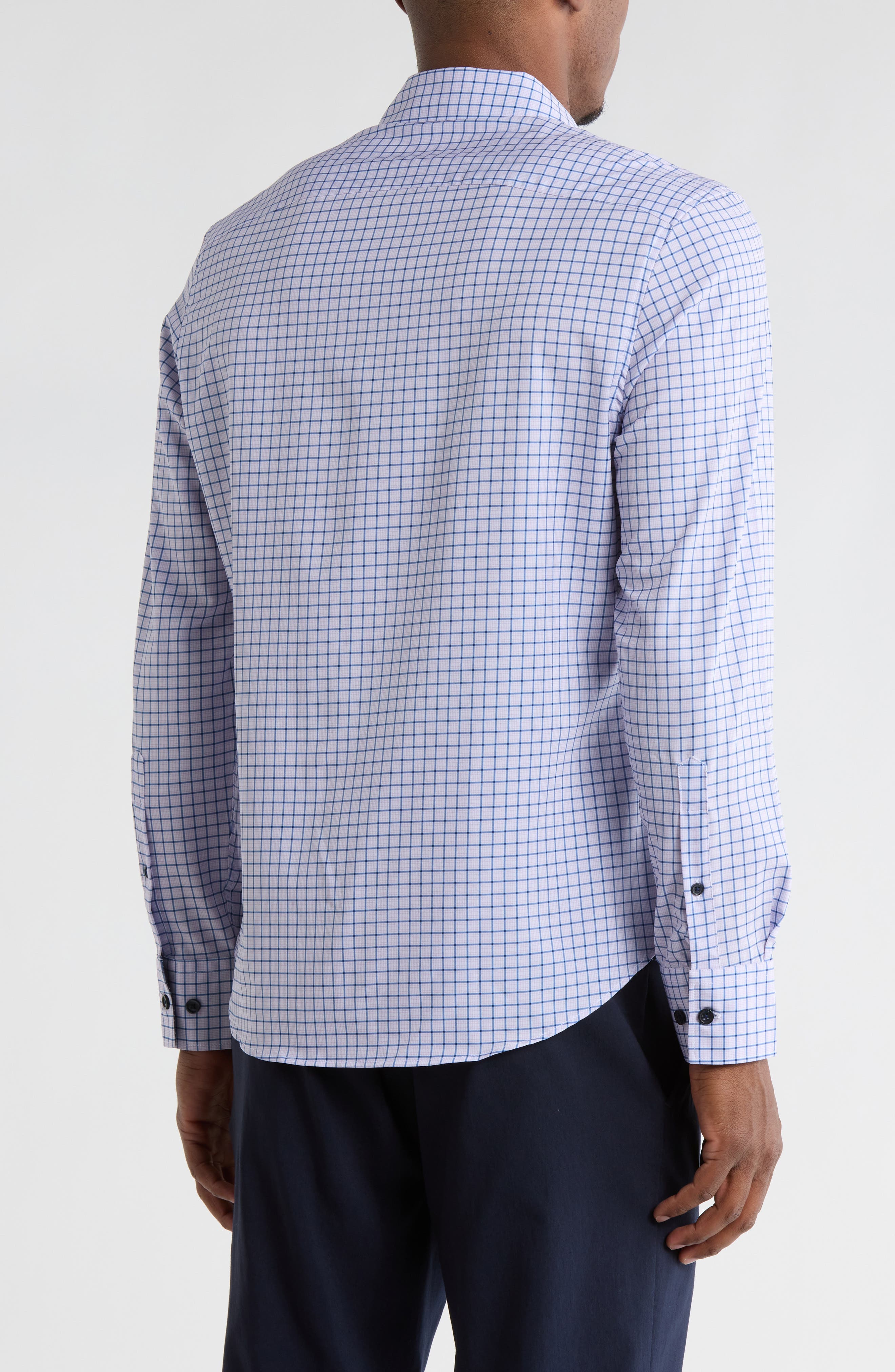 CONSTRUCT Grid Print Stretch Dress Shirt (Men) | Nordstromrack