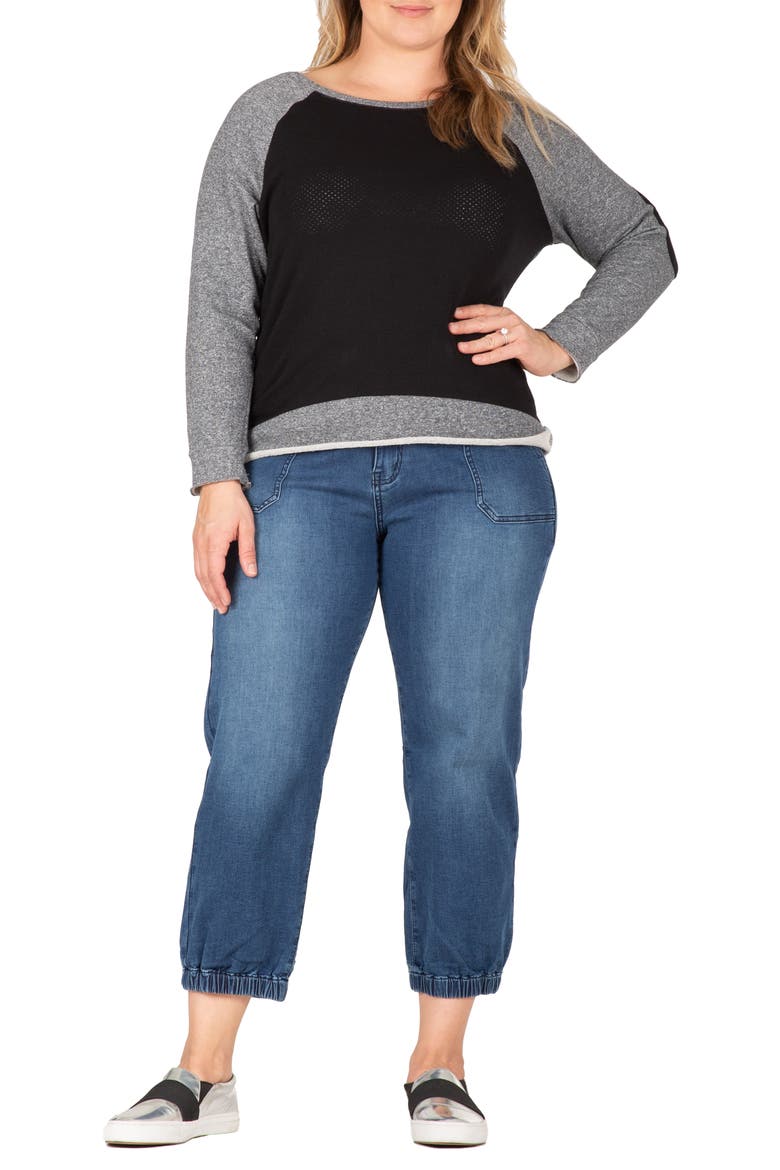 Neesa Raglan Sleeve Baseball Top, Alternate, color, BLACK CHARCOAL