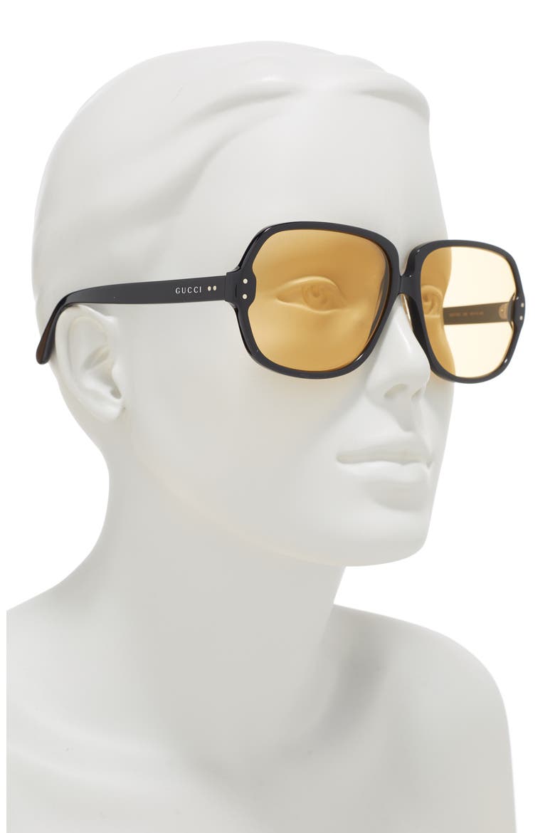 63mm Round Sunglasses, Alternate, color, BLACK