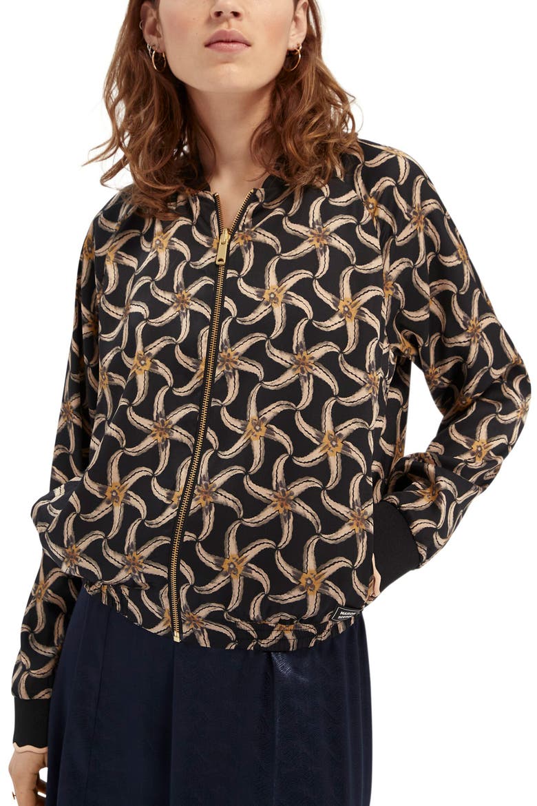 Reversible Starfish & Tie Dye Print Bomber Jacket, Main, color, 0219-COMBO C