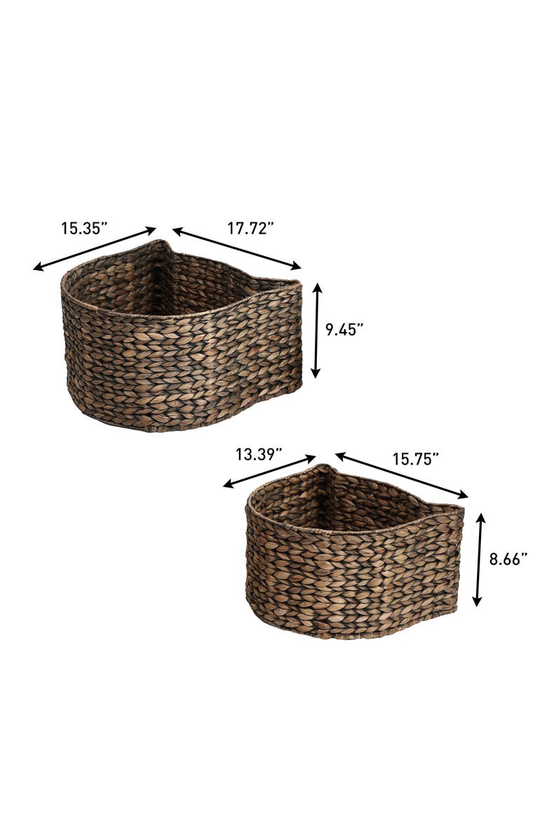 Felix Cat-Shaped Hand Woven Water Hyacinth Nesting Pet Toy Organizer Baskets, Alternate, color, Brown