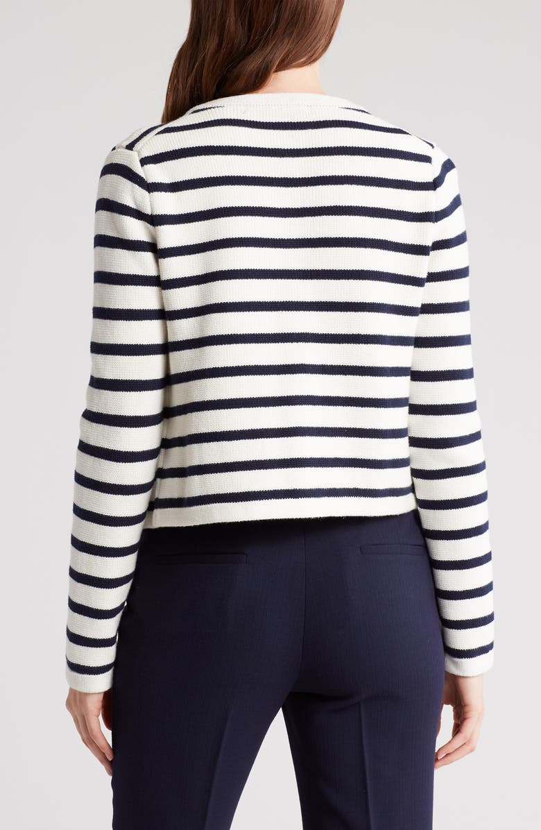Amanda & Chelsea Stripe Crop Jacket, Alternate, color, Ivory/ Navy