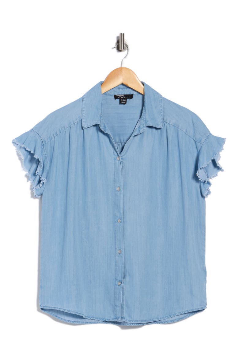 The Fray Denim Top, Alternate, color, LIGHT WASH