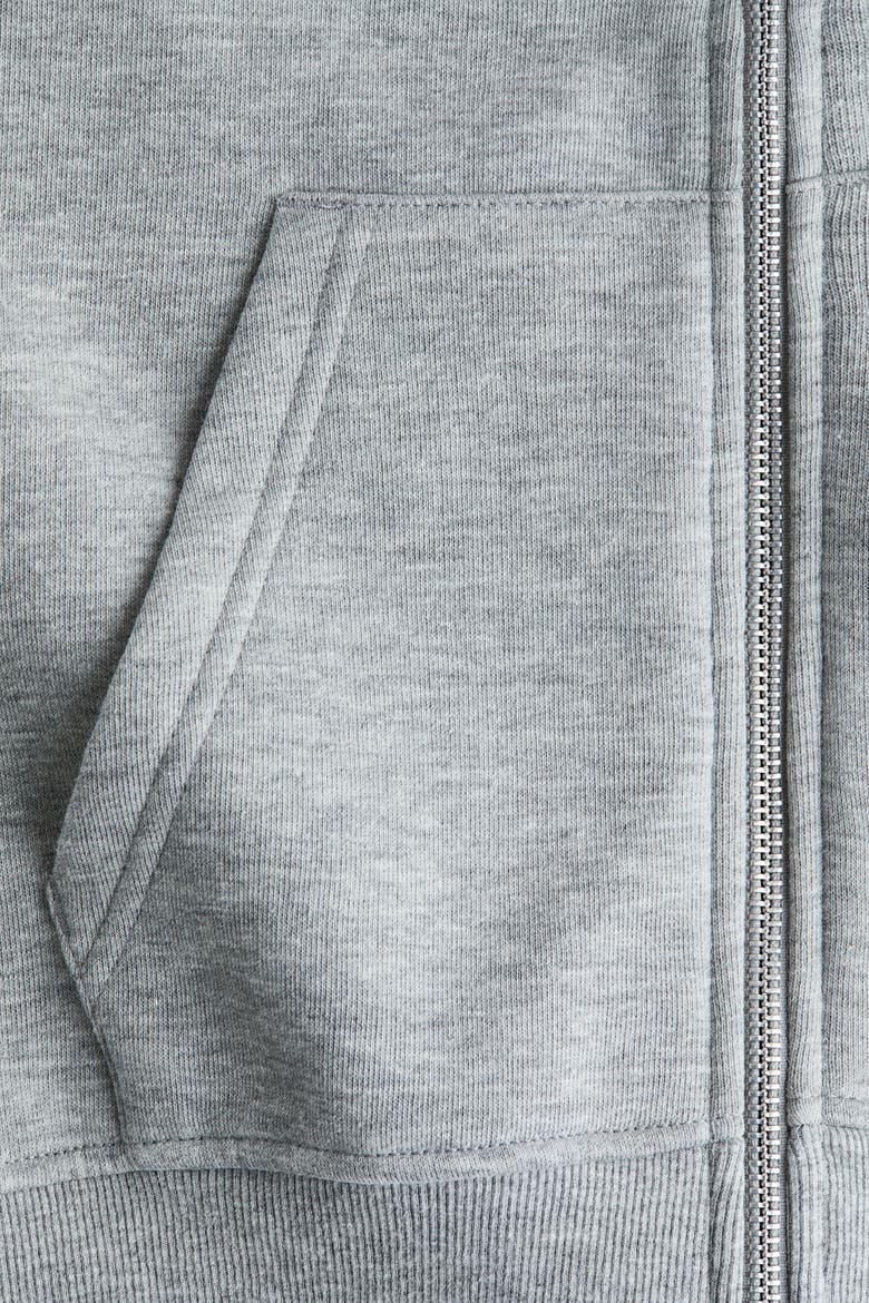 Embroidery-motif Zip-through Hoodie, Alternate, color, Gray melange/93