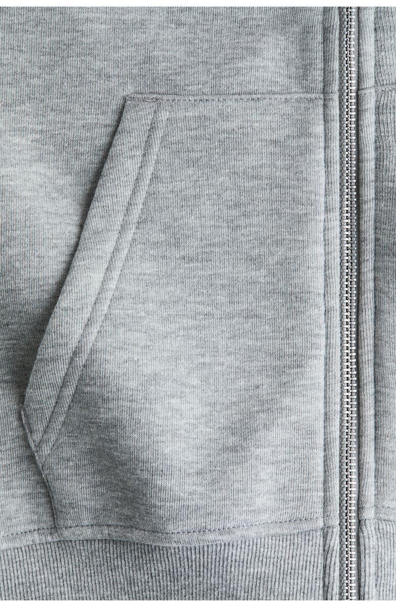 H&M Embroidery-motif Zip-through Hoodie, Alternate, color, Gray Melange/93