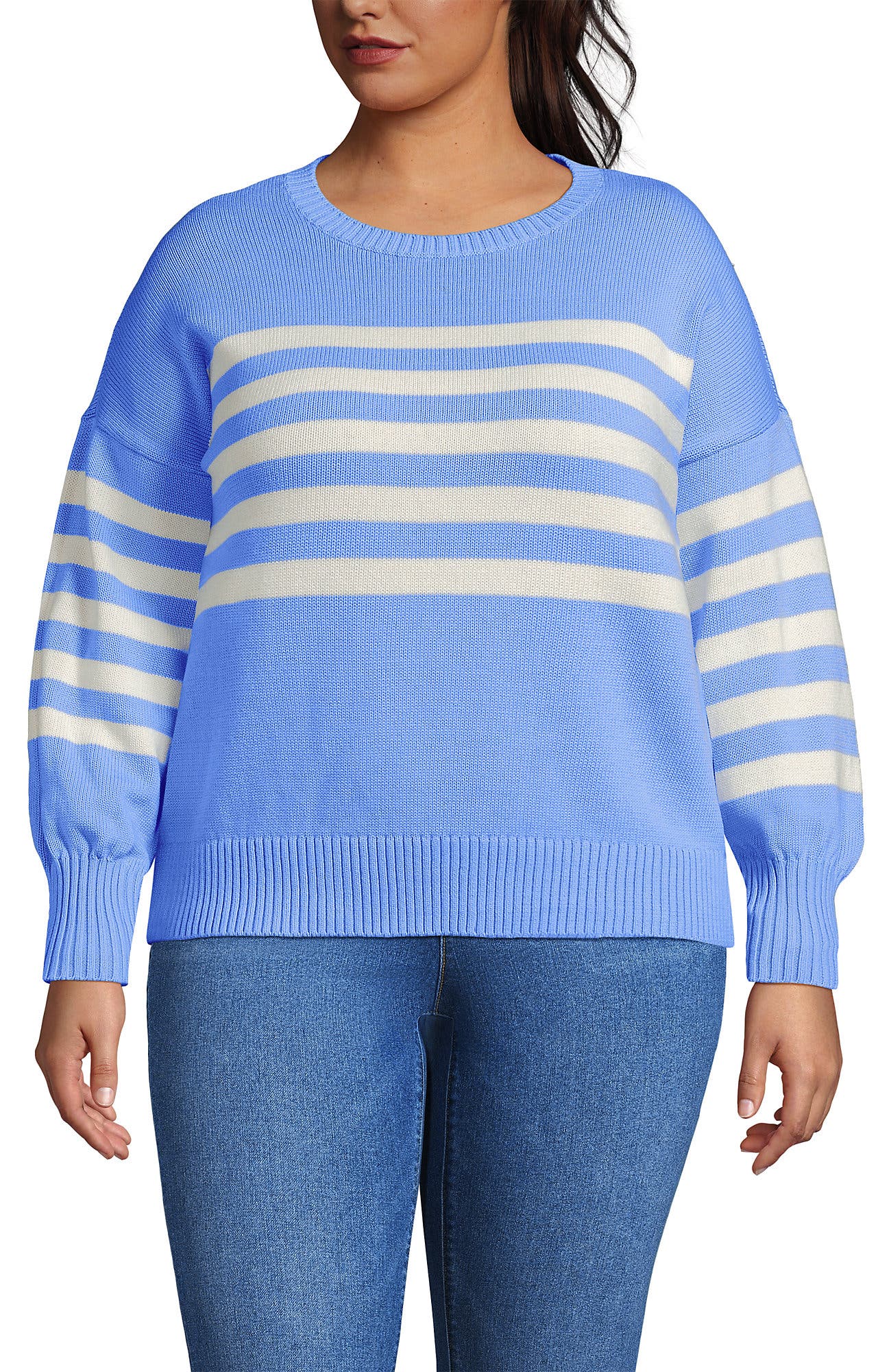 selected Clear Blue/Ivory Placed Stripe