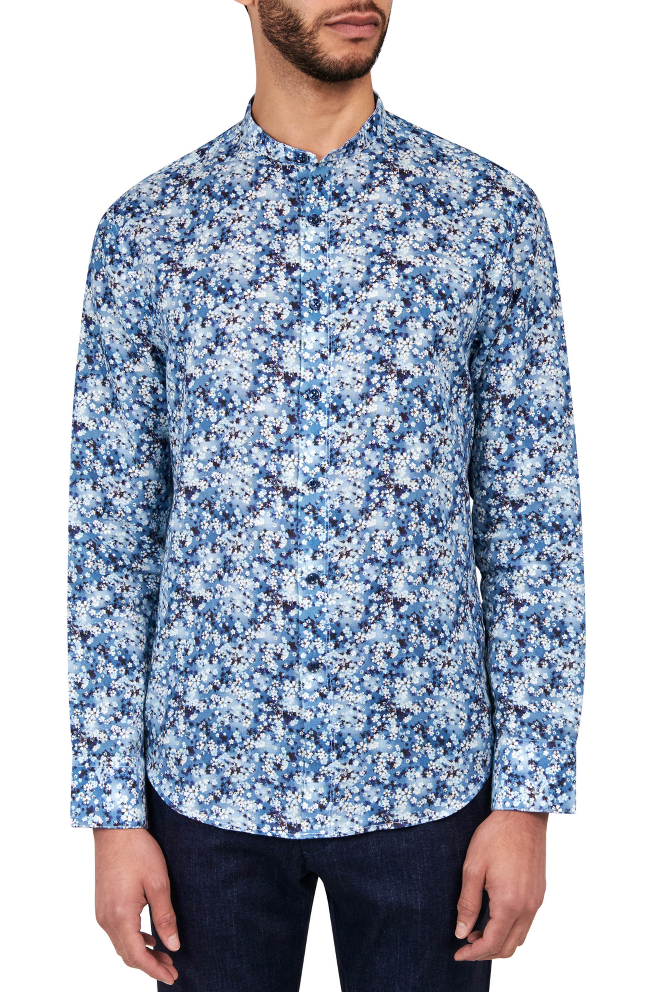 Brooklyn Brigade Poplar Cherry Blossom Floral Linen & Cotton Shirt