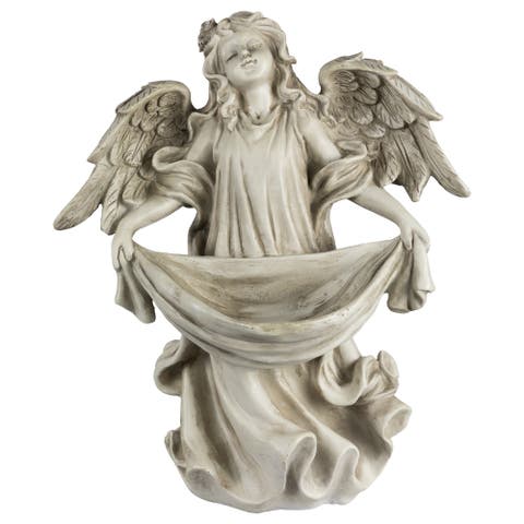 18.5" Serene Angel Bird Feeder Outdoor Garden Statue