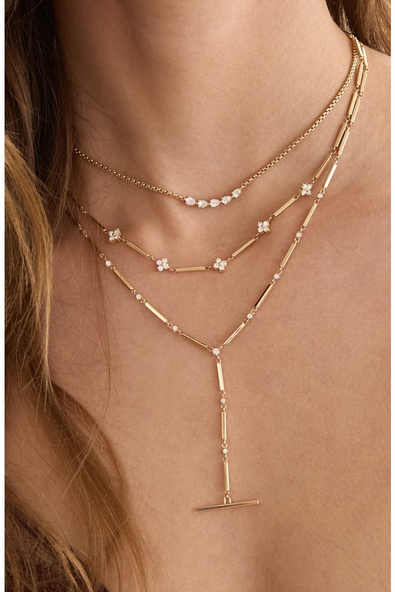 Diamond Pear Box Chain Necklace, Alternate, color, 14K YELLOW GOLD