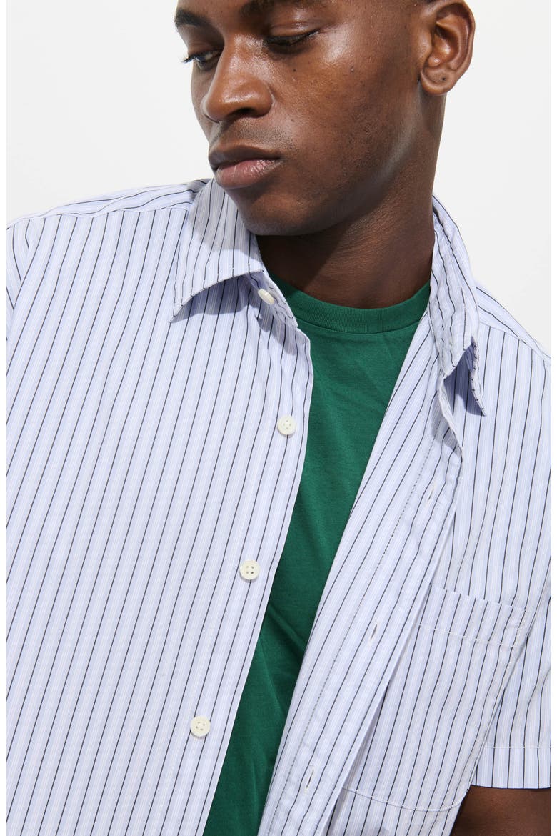 Franklin Short Sleeve Stripe Cotton Button-Up Shirt, Alternate, color, BLUE