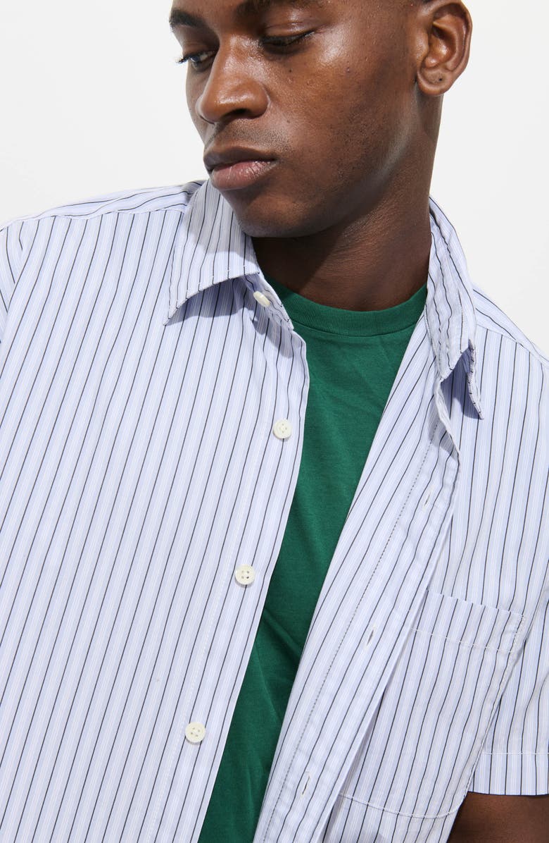 Alex Mill Franklin Short Sleeve Stripe Cotton Button-Up Shirt, Alternate, color, Blue