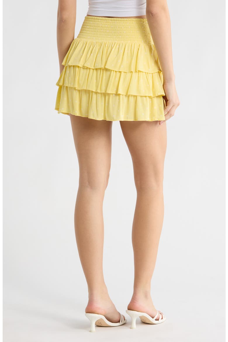 Tiered Crepe Miniskirt, Alternate, color, YELLOW- IVORY BETTY DOT