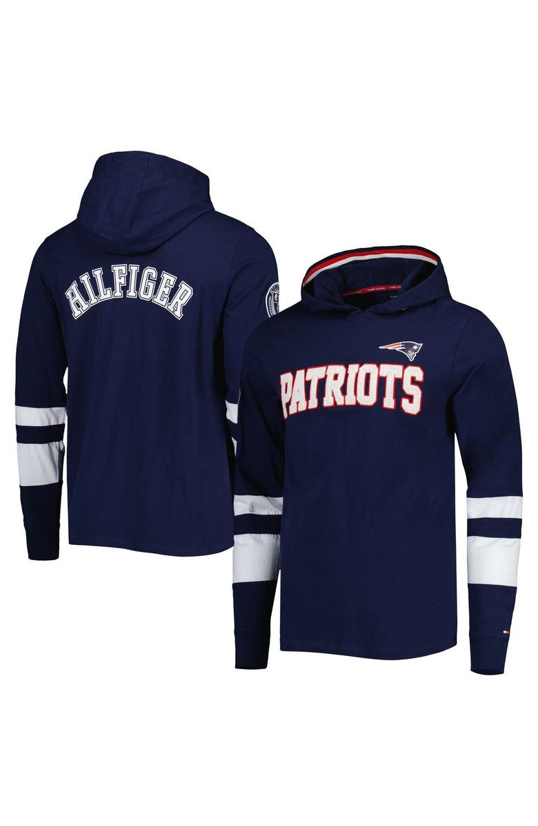 Tommy Hilfiger Men's Tommy Hilfiger Navy/White New England Patriots Alex Long Sleeve Hoodie T-Shirt, Main, color, Navy