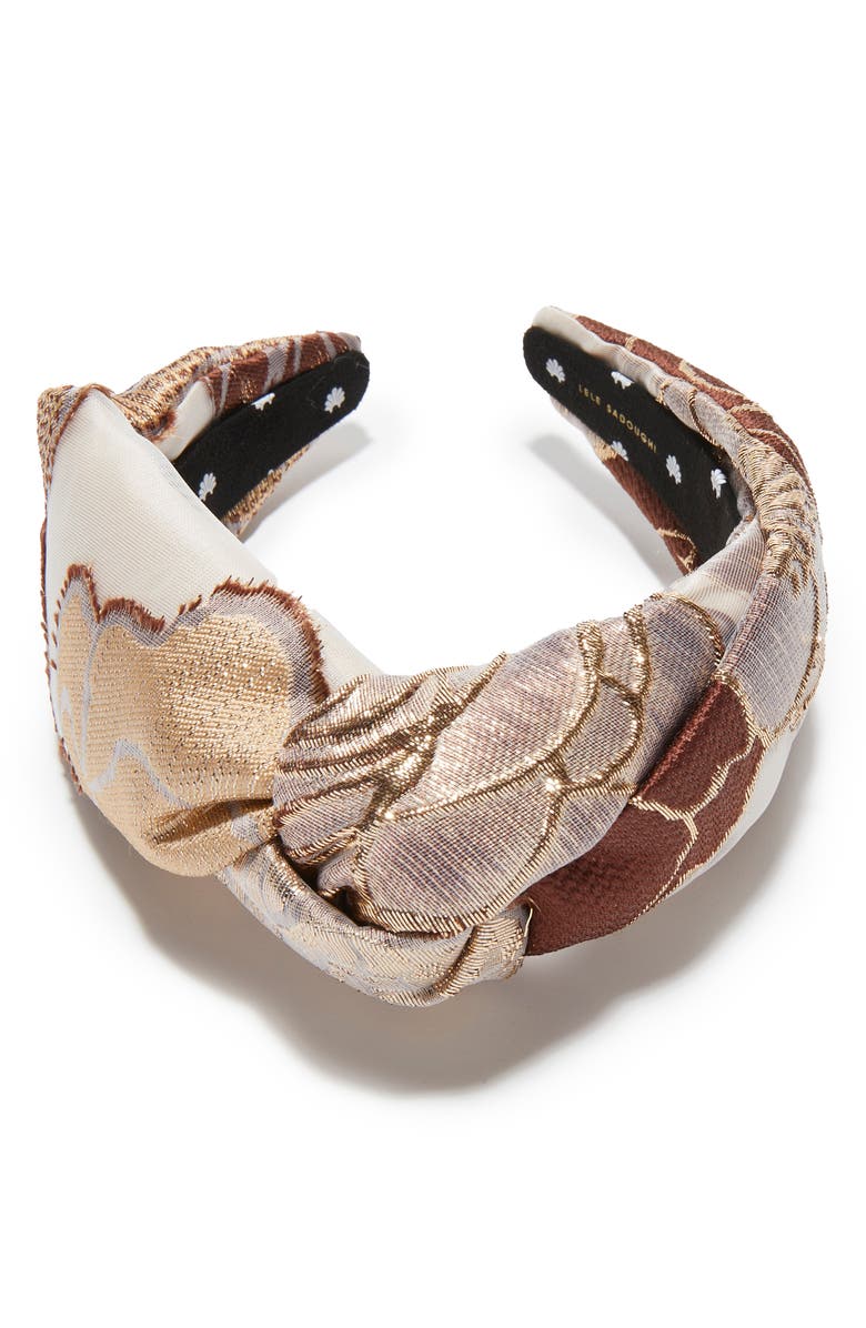 Lele Sadoughi Greta Floral Lace Knotted Headband, Alternate, color, Plum Blush