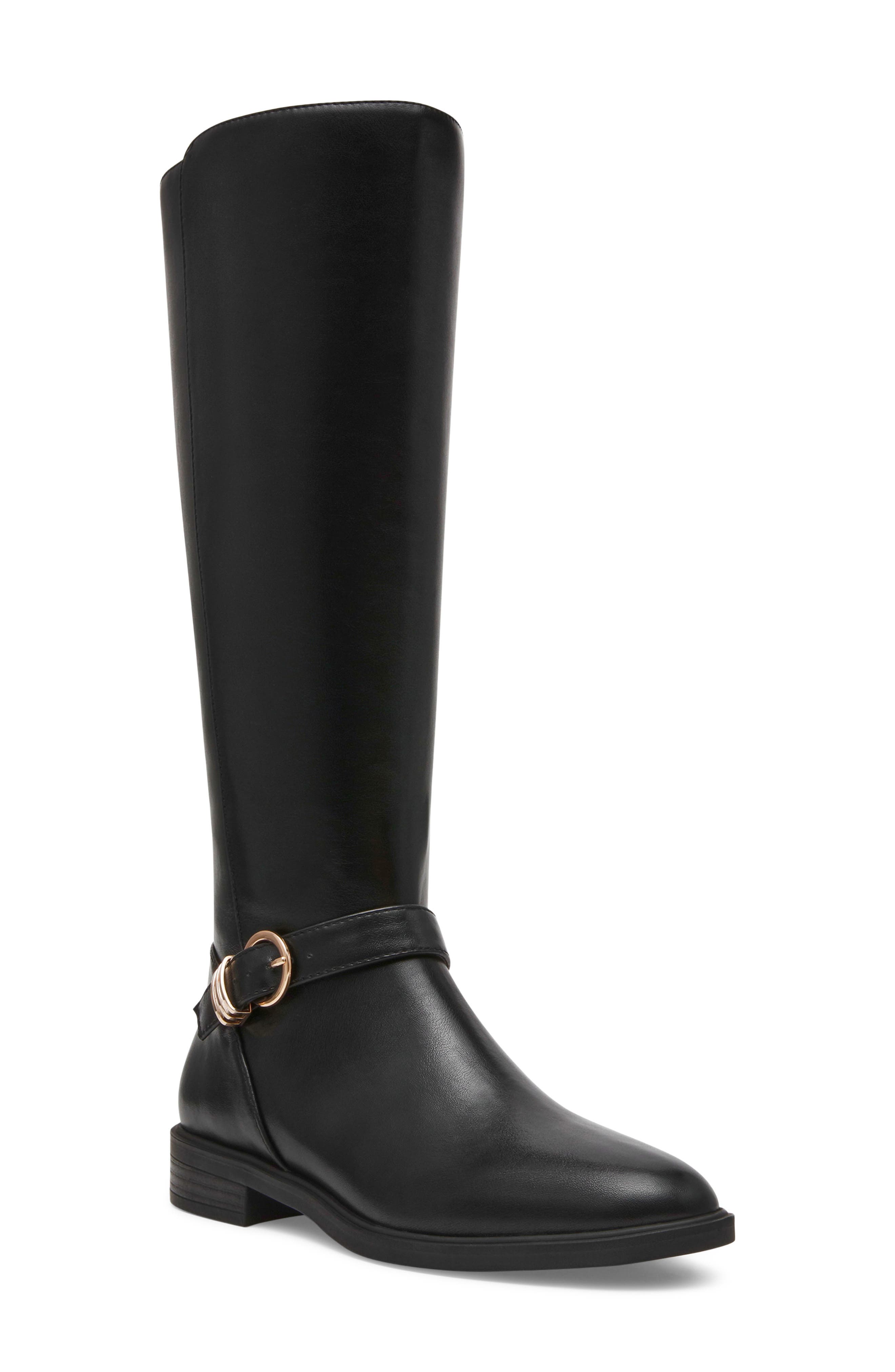 Aksolana Faux Leather Knee High Boot, Main, color, BLACK SMOOTH