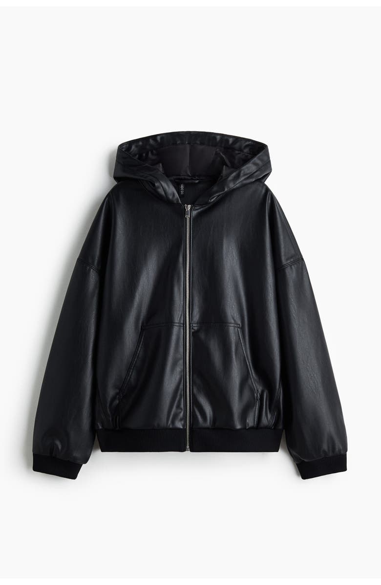H&M Coated Jacket, Alternate, color, Black