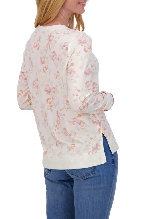 Lucky Brand Crewneck Pullover In Cream/pink Multi