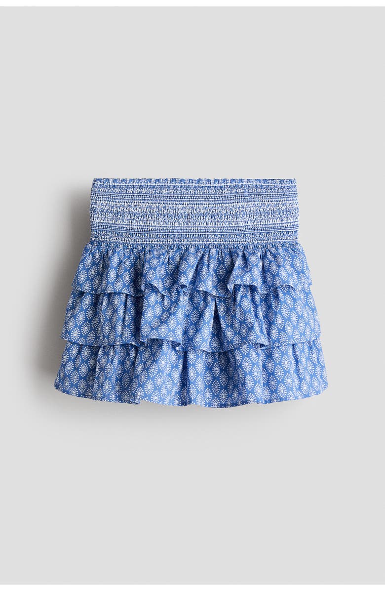 H&M Tiered Cotton Skirt, Main, color, Blue/Patterned