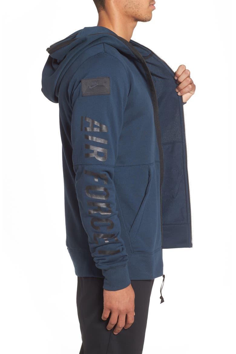 Air Force One Zip Hoodie Jacket, Alternate, color, ARMORY NAVY/ BLACK